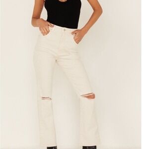 ROLLAS Jeans Womens High Rise Straight Leg Distressed White Size‎ 24